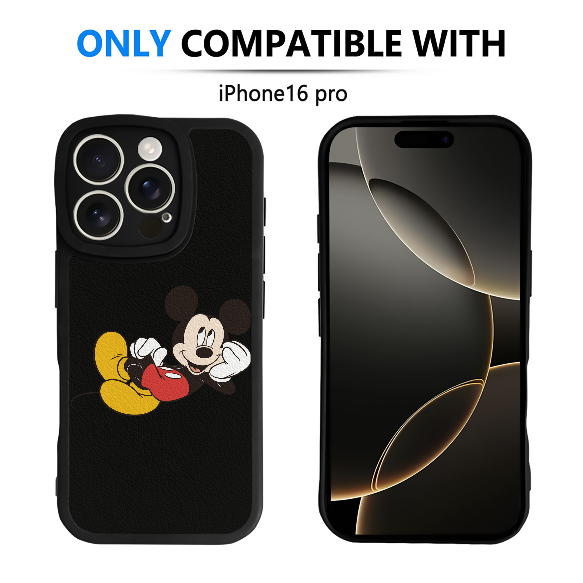 （画像用） ミッキーマウス Mickey Mouse 【iPhone 16シリーズ対応】シリコンスマホケース（レザー調） 材質：シリコン